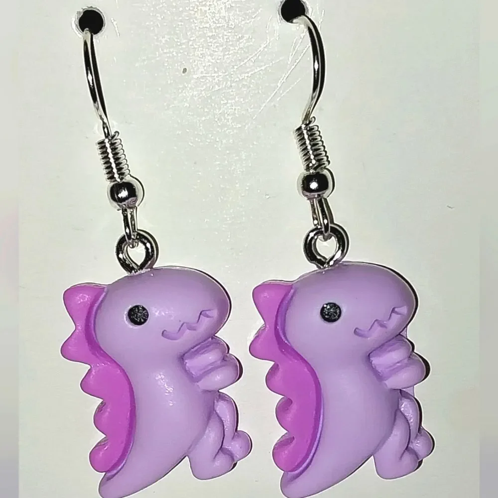 Purple Super cute Retro Dinosaur Earrings For kids And Adults